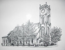 drawing of a church